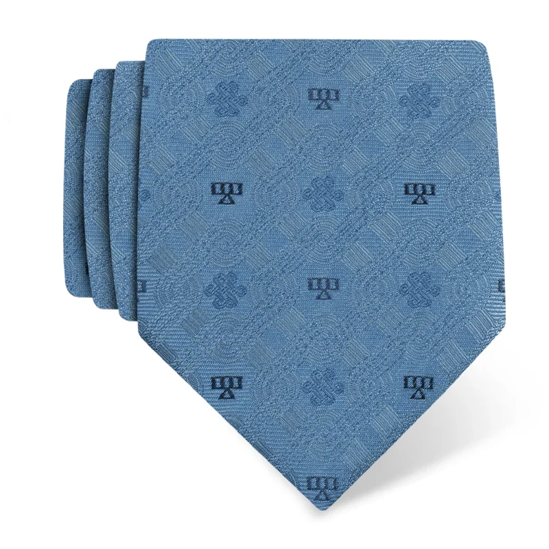 Cravat CROATA Clasicum Thematic  Braiding and glagolitic alphabet Light blue  Silk 100%  