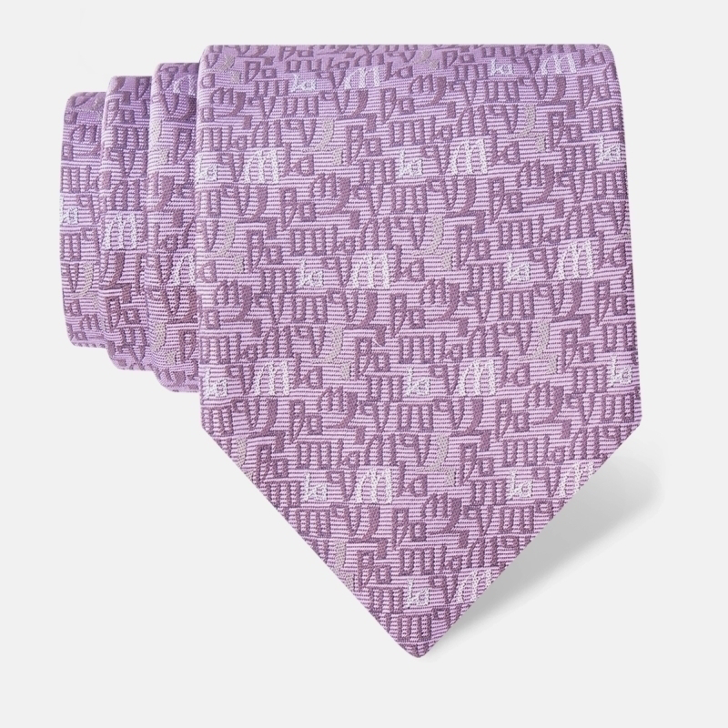 Cravat CROATA Clasicum Thematic  Glagolitic alphabet Purple  Silk 100%  