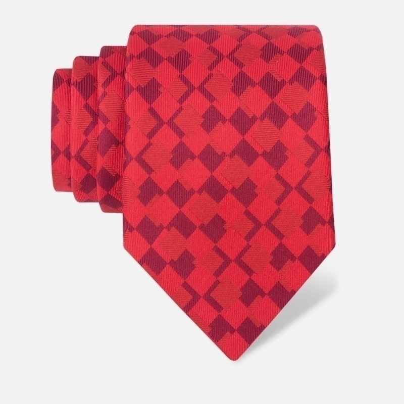 Cravat CROATA Clasicum Thematic Regular Squares Red  Silk 100%  