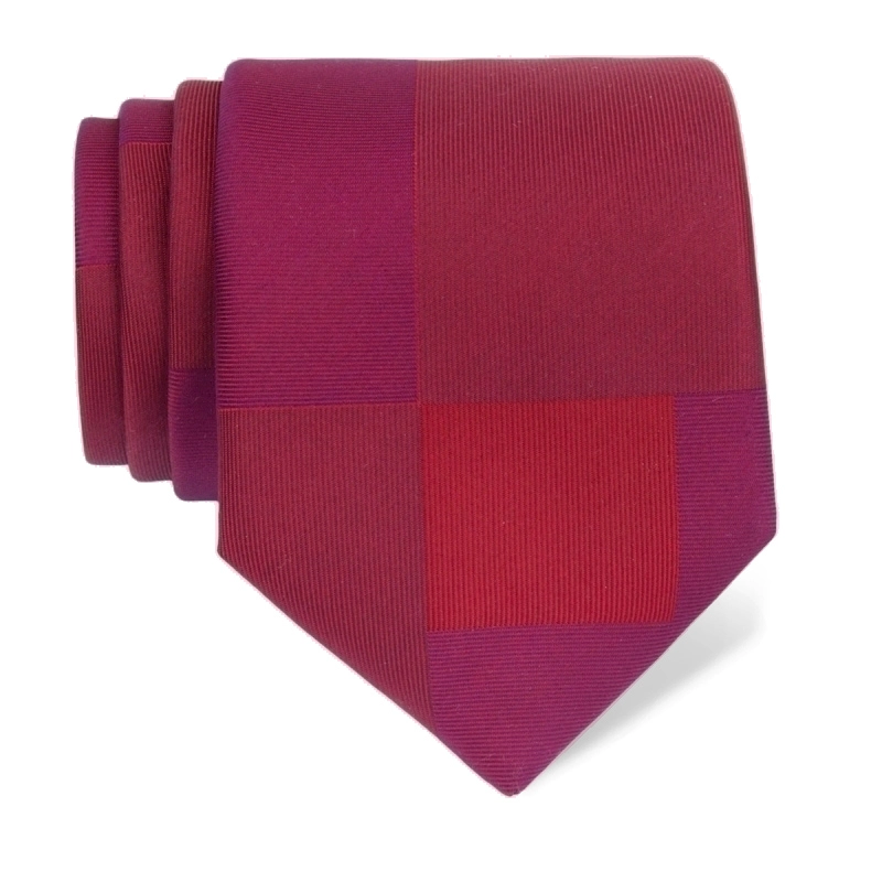 Cravat CROATA Thematic  Squares Wine red  Silk 100%  