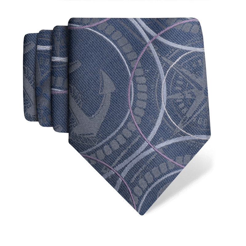 Cravat CROATA Thematic  Maritime motifs Dark blue  Silk 100%  