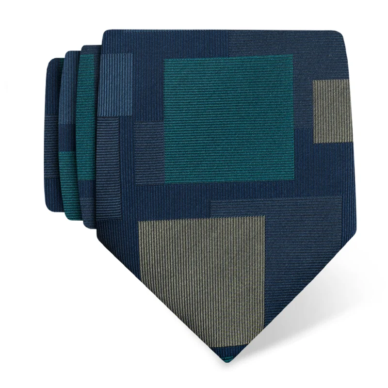 Cravat CROATA Thematic  Squares Blue  Silk 100%  