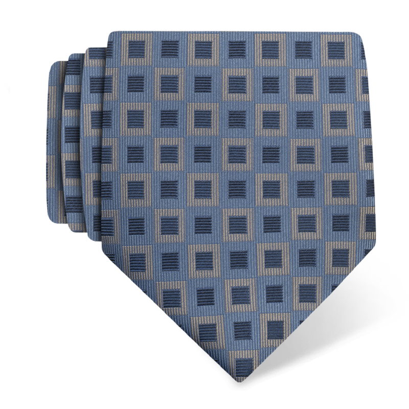 Cravat CROATA Thematic  Squares Light blue  Silk 100%  