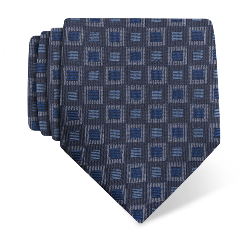 Cravat CROATA Thematic  Squares Dark blue  Silk 100%  