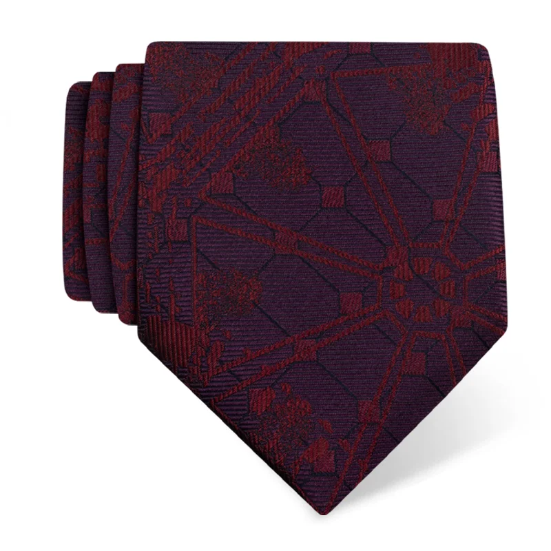 Cravat CROATA Thematic  Octagon Wine red  Silk 100%  