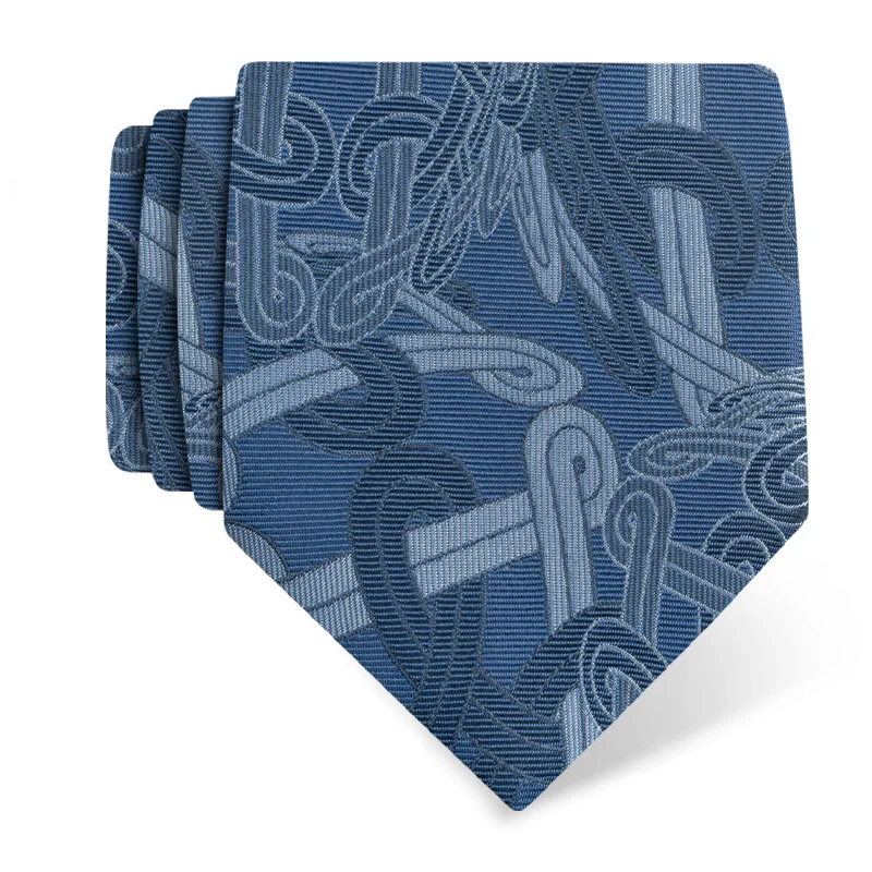 Cravat CROATA Thematic  Braiding Blue  Silk 100%  