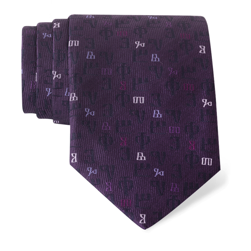 Cravat CROATA Brijuni Thematic  Glagolitic alphabet Purple  Silk 100%  