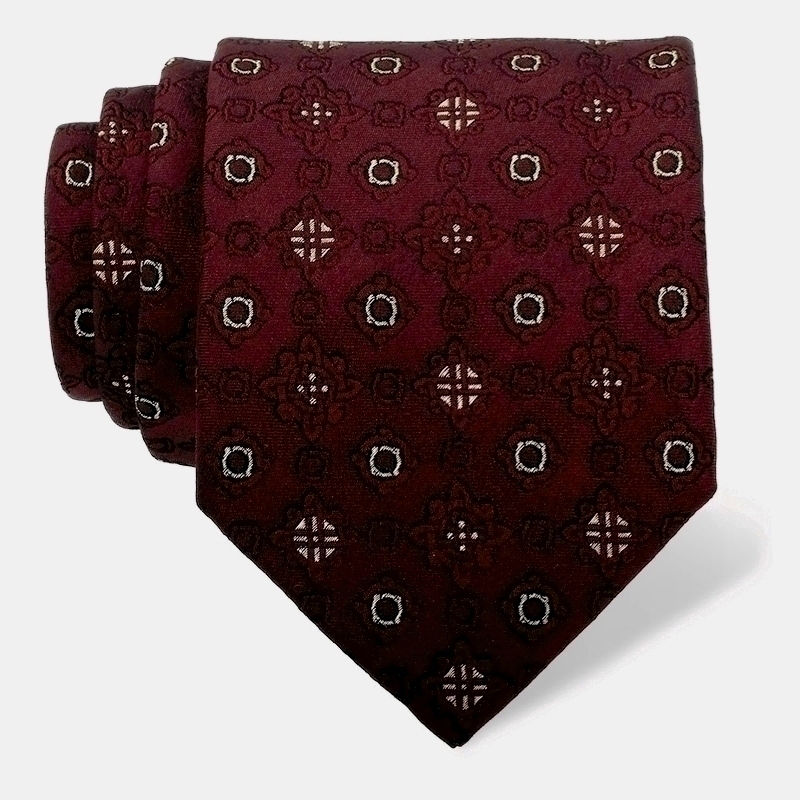 Cravat CROATA auHRum Thematic Limited edition Braiding Maroon  Silk 80%, Golden laminated silk thread 20%  