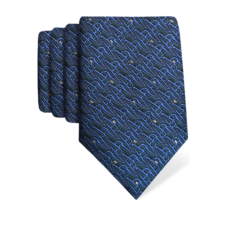 Cravat CROATA AuHRum Thematic Limited edition Glagolitic alphabet Blue  Silk 93%, Metalized silk thread (gold) limited 7%  