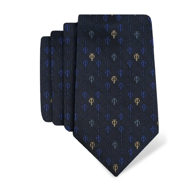 Cravat AuHRum Thematic Limited edition Glagolitic alphabet Dark blue  Silk 89%, Metalized silk thread (gold) limited 11%  