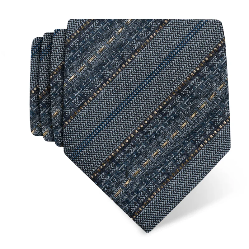 Cravat AuHRum Thematic Limited edition Glagolitic alphabet Light blue  Silk 95%, Metalized fiber (gold)5%  