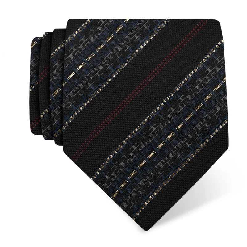 Cravat AuHRum Thematic Limited edition Glagolitic alphabet Black  Silk 95%, Metalized fiber (gold)5%  