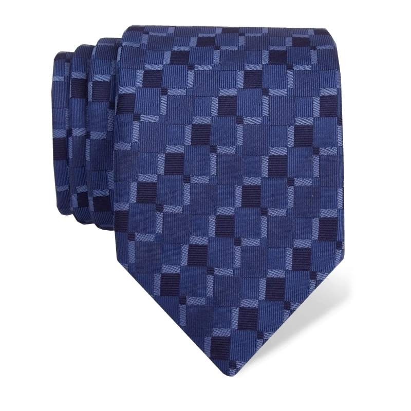 Cravat CROATA  Thematic Large Squares Blue  Silk 100%  