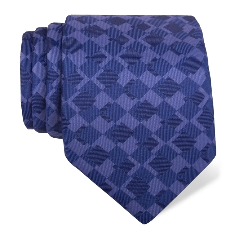 Cravat CROATA  Thematic Large Squares Blue  Silk 100%  