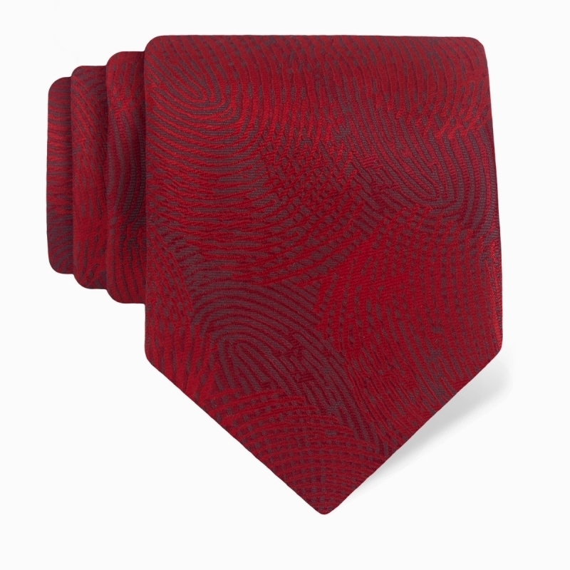 Cravat CROATA Clasicum Thematic Large Fingerprints by Ivan Vučetić Red  Silk 100%  