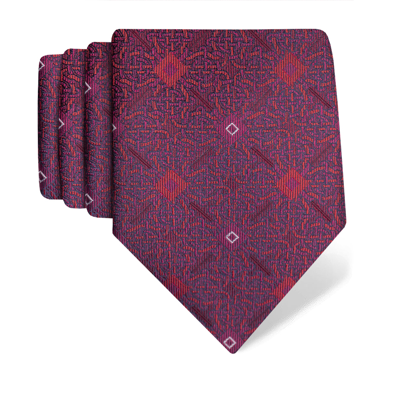 Cravat CROATA Thematic Large Braiding Wine red  Silk 100%  