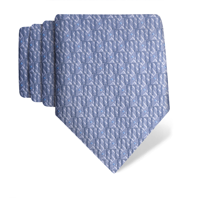 Cravat CROATA Thematic Large Glagolitic alphabet Light blue  Silk 100%  