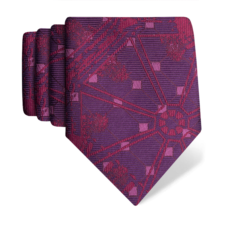 Cravat CROATA Thematic Large Octagon Wine red  Silk 100%  