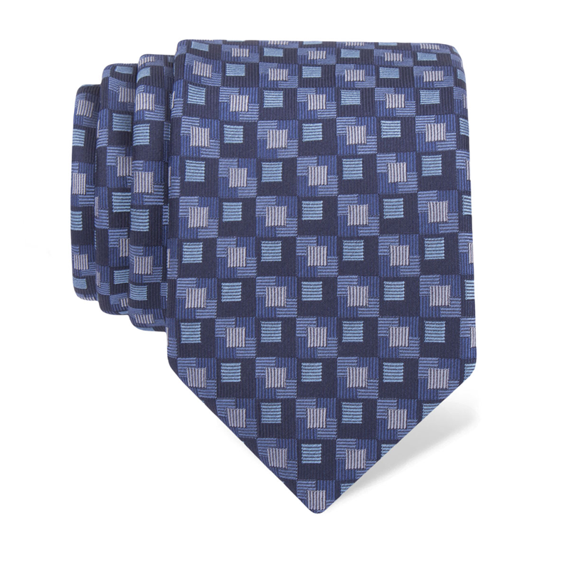 Cravat CROATA Clasicum Thematic  Squares Blue  Silk 100%  