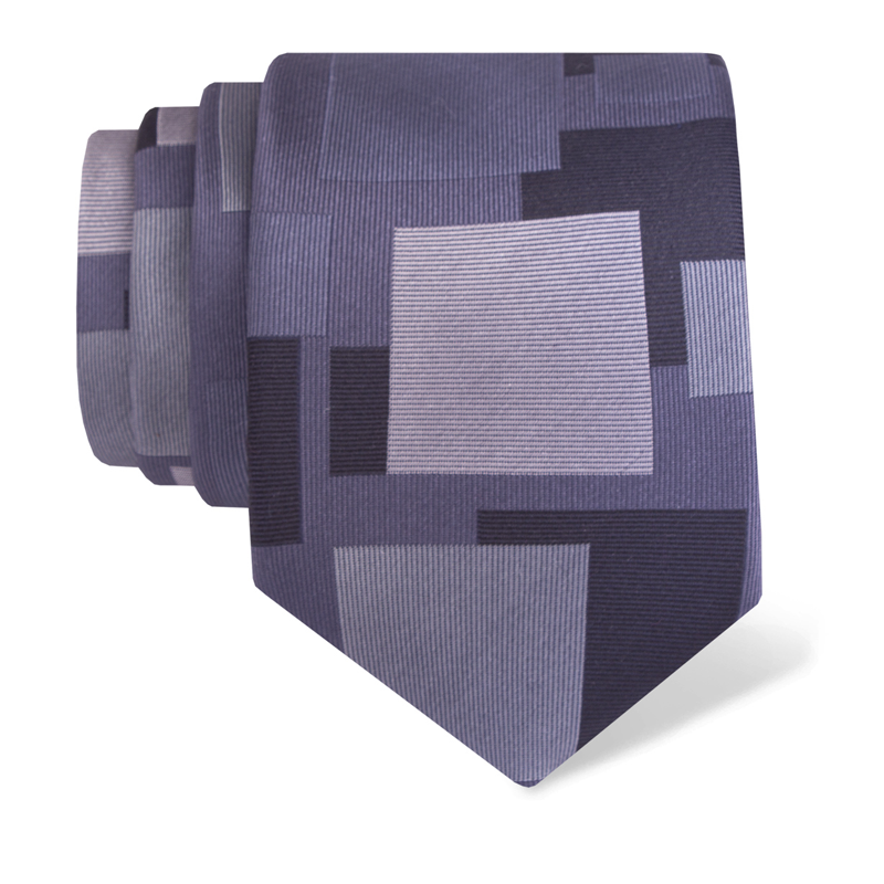 Cravat CROATA Thematic  Squares Grey  Silk 100%  