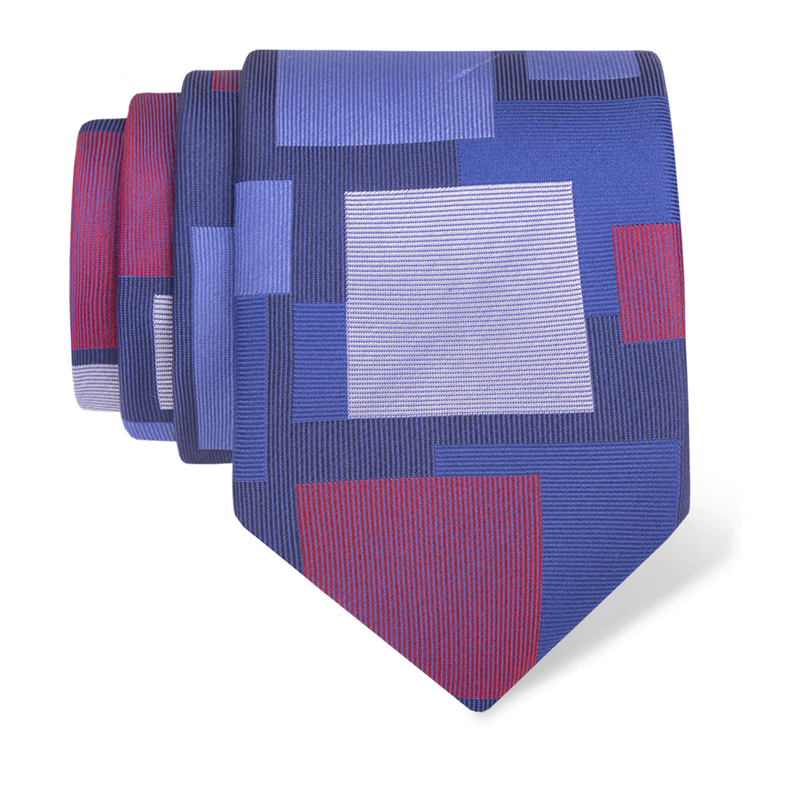 Cravat CROATA Thematic  Squares Blue  Silk 100%  