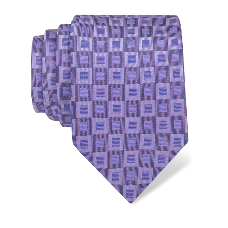 Cravat CROATA Clasicum Thematic  Squares Purple  Silk 100%  