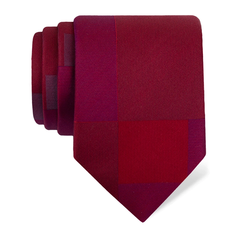 Cravat CROATA Thematic  Squares Wine red  Silk 100%  