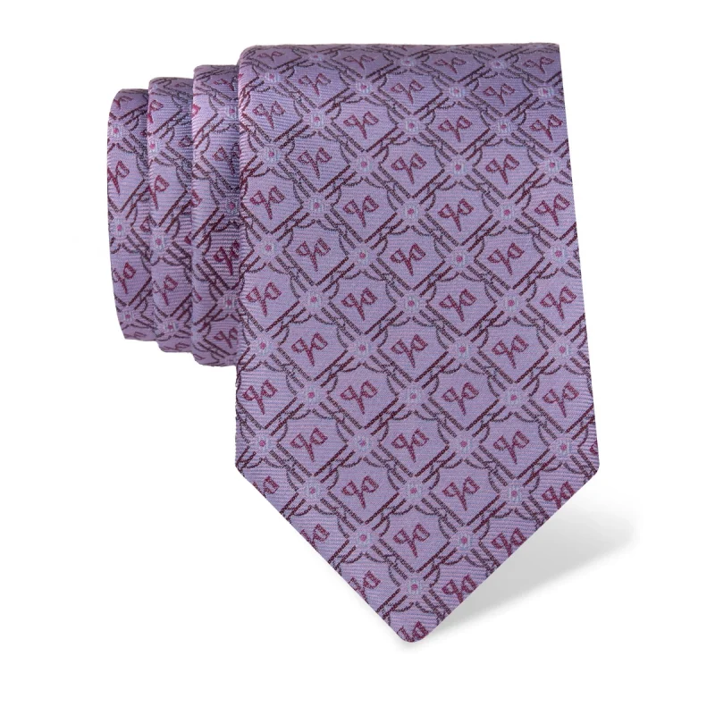 Cravat CROATA Thematic  Glagolitic alphabet Lilac  Silk 100%  