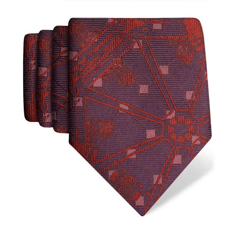 Cravat CROATA Thematic  Octagon Wine red  Silk 100%  