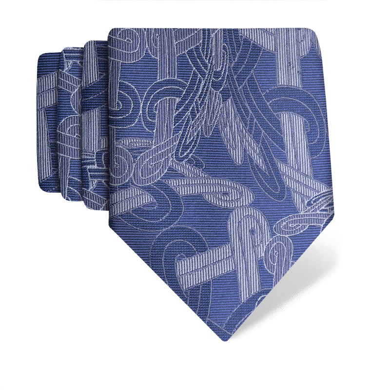 Cravat CROATA Thematic Double face Braiding Blue  Silk 100%  