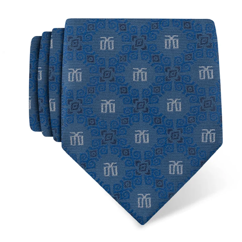 Cravat CROATA Thematic  Glagolitic alphabet Blue  Silk 100%  