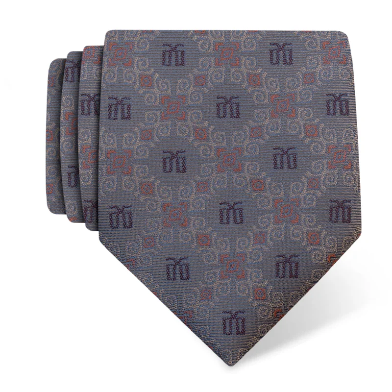 Cravat CROATA Teflon Thematic Cravat Teflon Glagolitic alphabet Grey  Silk 100%  