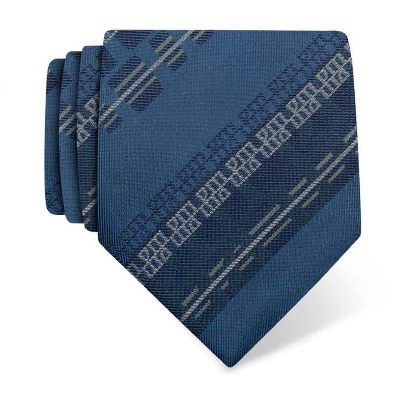 Cravat CROATA Teflon Thematic Cravat Teflon Glagolitic alphabet Blue  Silk 100%  