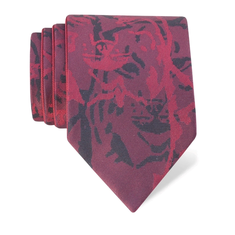 Cravat CROATA Clasicum Thematic Double face Lynx Wine red  Silk 100%  