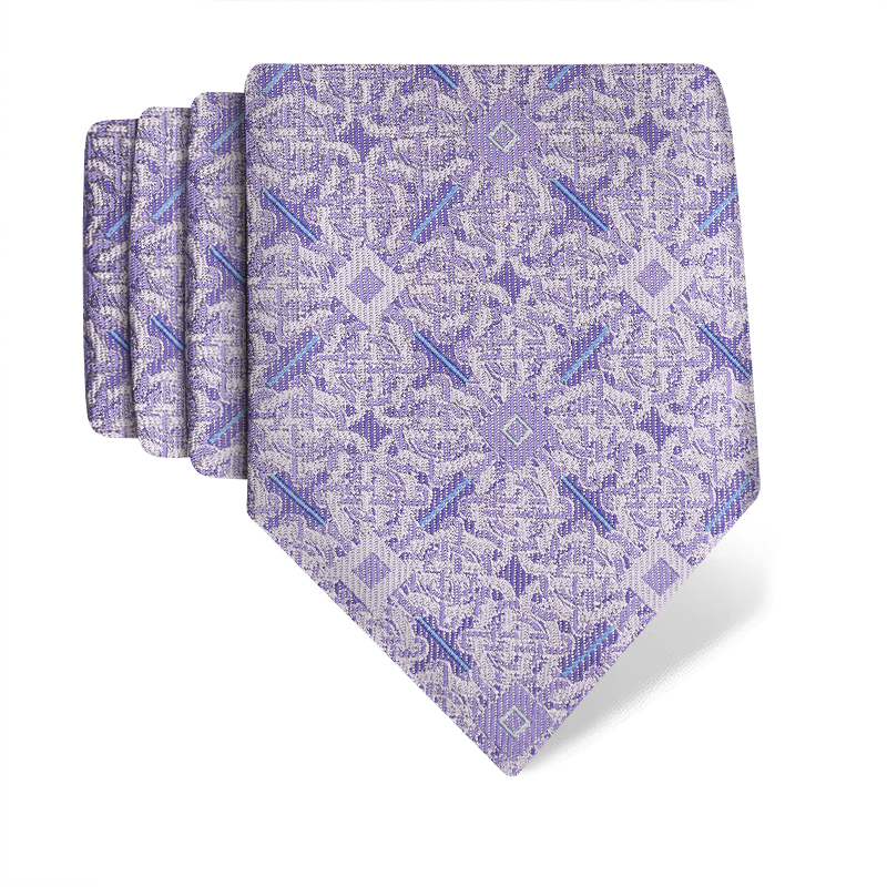 Cravat CROATA Thematic Double face Braiding Lilac  Silk 100%  