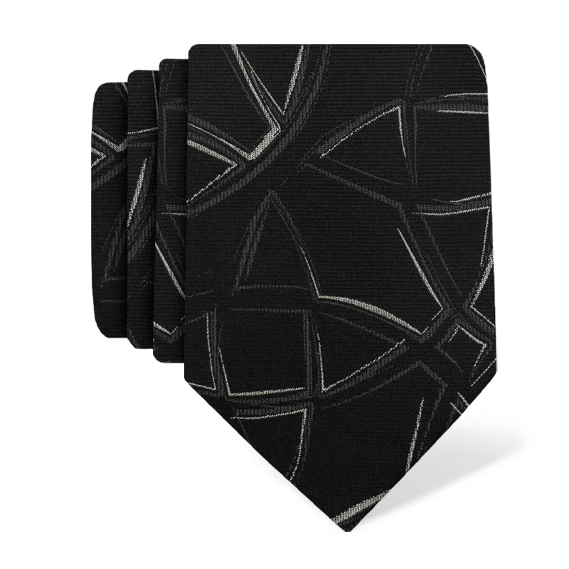 Cravat CROATA Thematic Double face Braiding Black  Silk 100%  