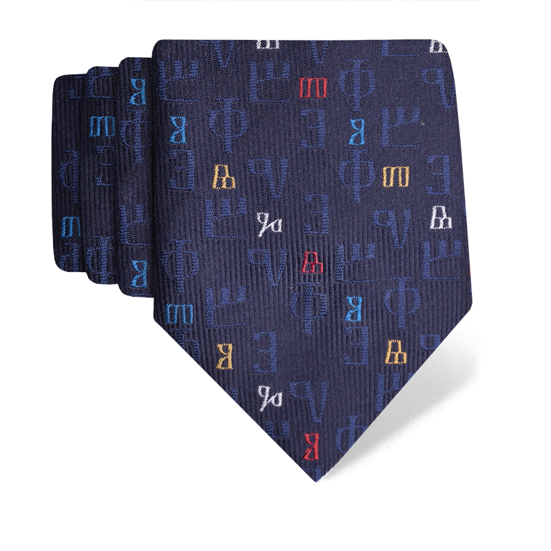 Cravat CROATA Brijuni Thematic  Glagolitic alphabet Dark blue  Silk 100%  