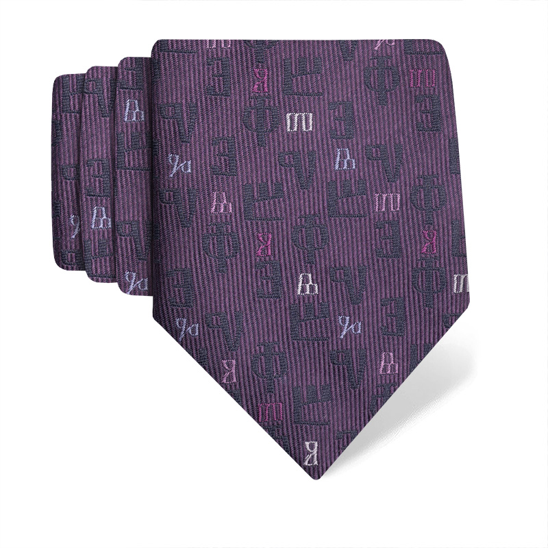 Cravat CROATA Brijuni Thematic  Glagolitic alphabet Purple  Silk 100%  