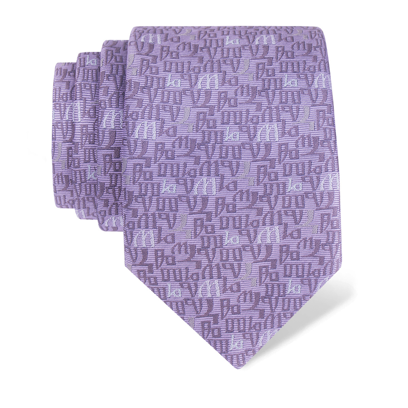 Cravat CROATA Clasicum Thematic Large Glagolitic alphabet Purple  Silk 100%  