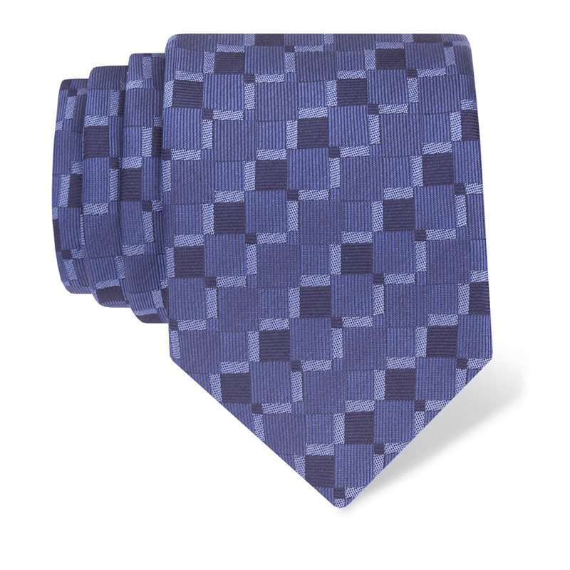 Cravat CROATA Clasicum Thematic Large Squares Blue  Silk 100%  