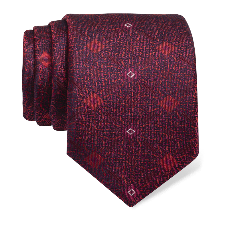 Cravat CROATA Thematic Large Braiding Wine red  Silk 100%  