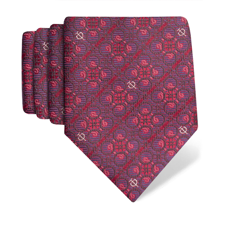 Cravat CROATA Thematic Large Braiding and glagolitic alphabet Wine red  Silk 100%  