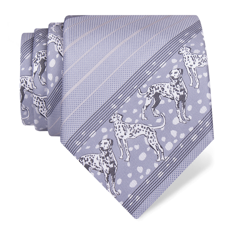 Cravat CROATA Thematic  Dalmatian dog Light grey  Silk 100%  