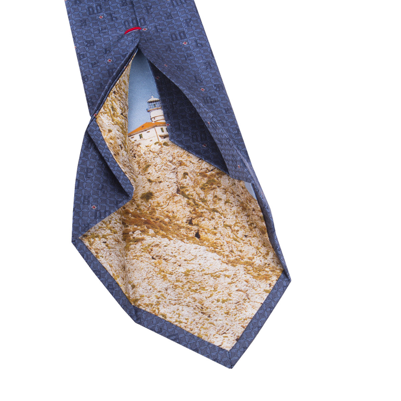 Cravat CROATA Dubrovnik Thematic  Glagolitic alphabet Blue  Silk 100%  