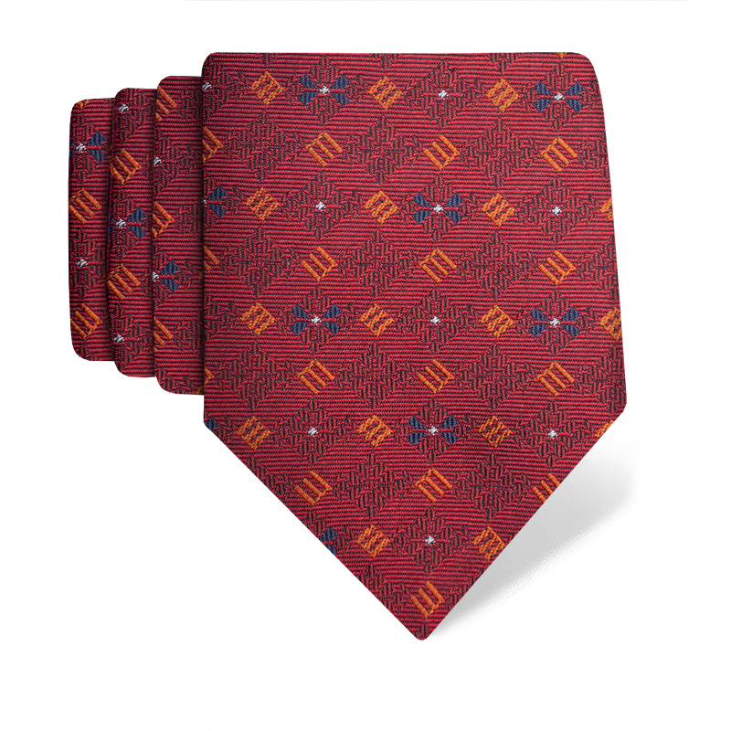 Cravat CROATA Dubrovnik Thematic  Glagolitic alphabet Red  Silk 100%  