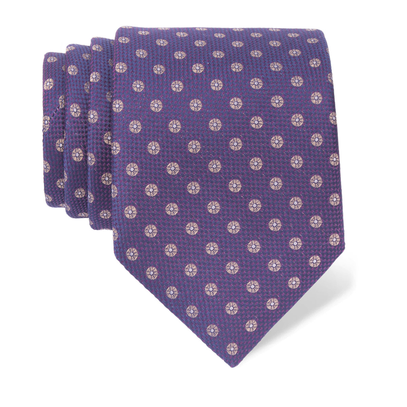 Cravat CROATA Clasicum Classic  Flora and Fauna Purple  Silk 100%  