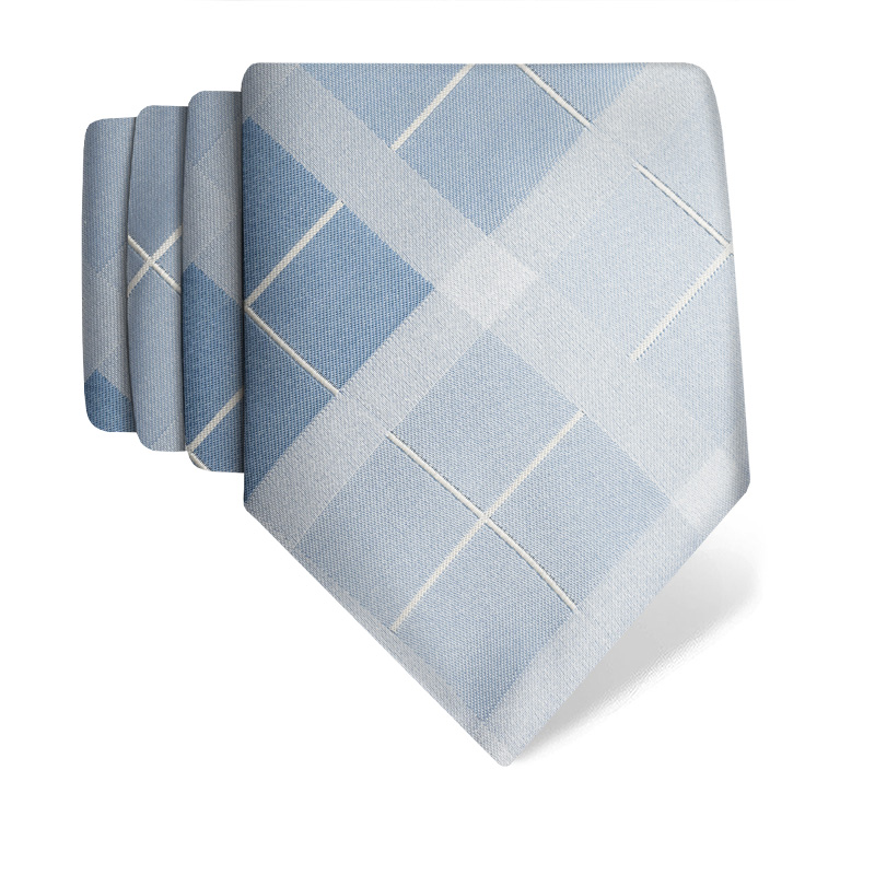 Cravat CROATA Classic  Checked Light blue  Silk 100%  