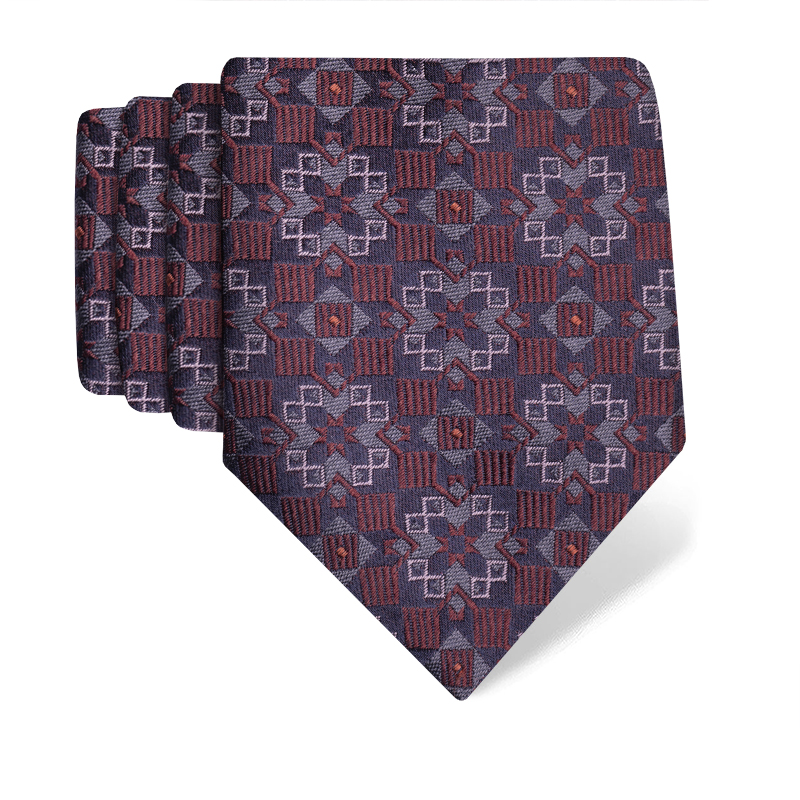 Cravat CROATA Classic  Squares Wine red  Silk 100%  