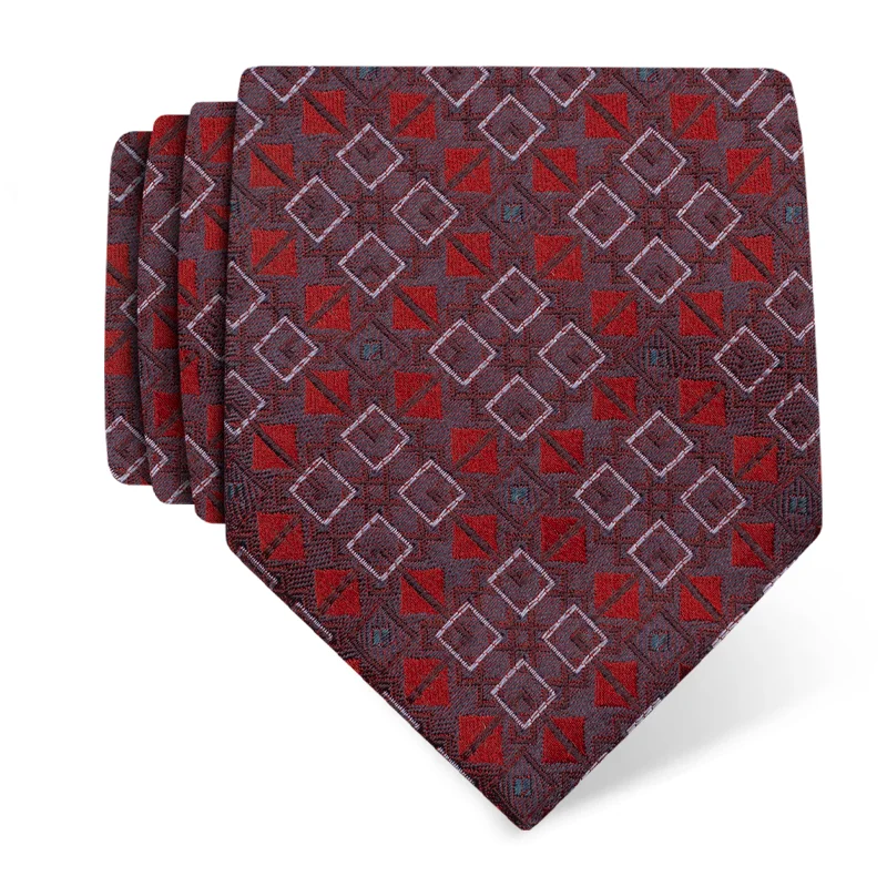 Cravat CROATA Brijuni Classic  Squares Red  Silk 100%  