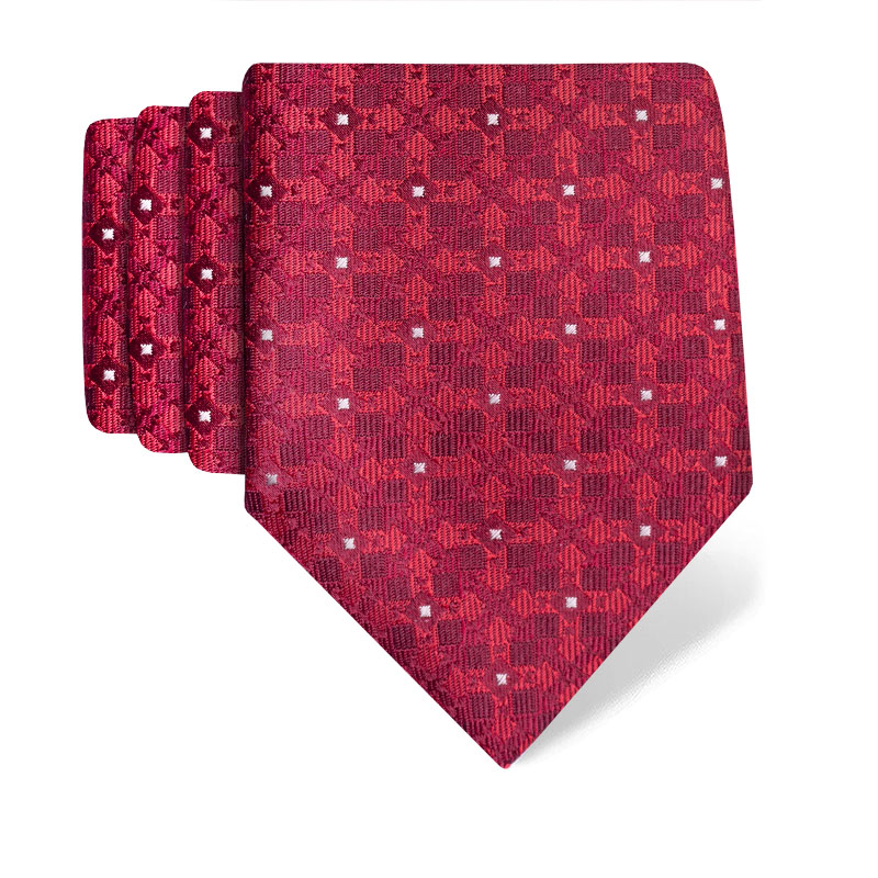 Cravat CROATA Classic  Squares Red  Silk 100%  